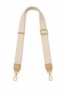 Beige woven bag strap with gold hardware 