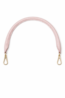 Pink short strap with gold hooks on a white background