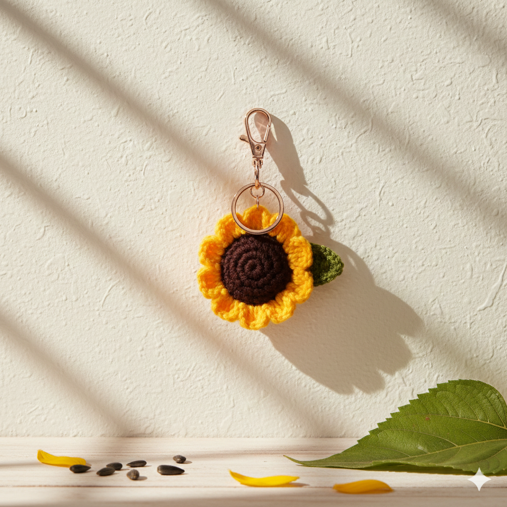 Hand Woven Crochet Charm - Sunflower